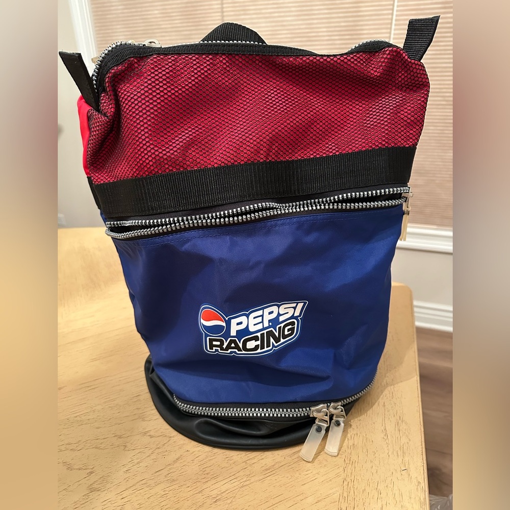 Pepsi Racing Can Cooler Back Pack Zipper Auto Nascar Max 400 Vtg Rare